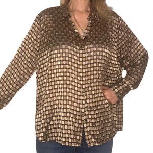 Chico's Women's Geometric Honeycomb Gold/Bronze Blouse